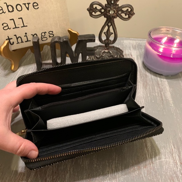 Black gray white snake print zipper wallet - Picture 4 of 8